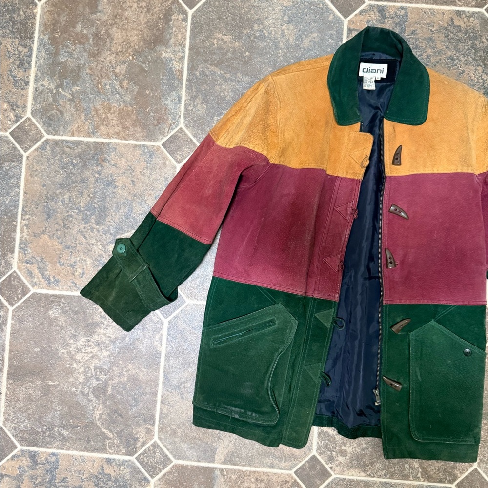 Ganni Colorblock Jacket in Green, Purple, and Tan - Picture 2 of 10